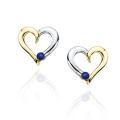 10k Two-tone Gold 1/10ct TGW Sapphire Heart Earrings