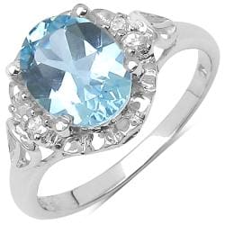 Malaika Sterling Silver Blue and White Topaz Ring (2 3/5ct TGW)