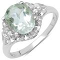 Malaika Sterling Silver Green Amethyst and White Topaz Ring (1 4/5ct TGW)
