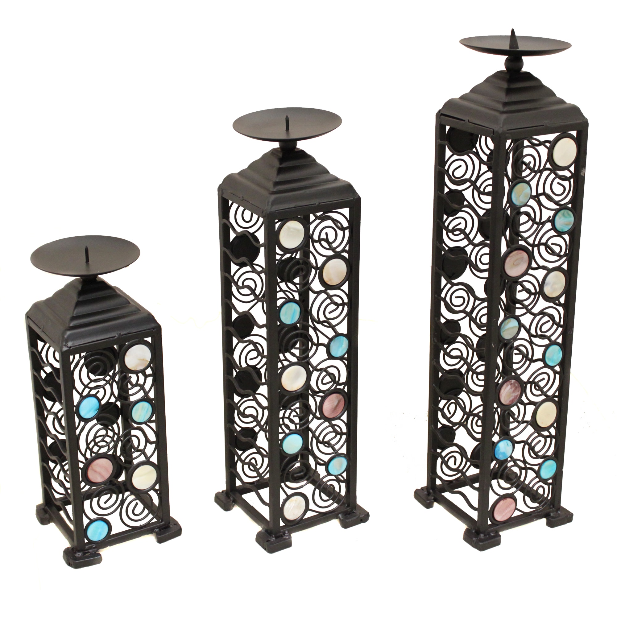 Black Noir Fusion Metal Pillar Candle Holders (Set of 3) Compare $69