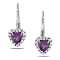 10k Gold 1 1/5ct TGW Created Alexandrite and 1/6ct TDW Diamond Earrings