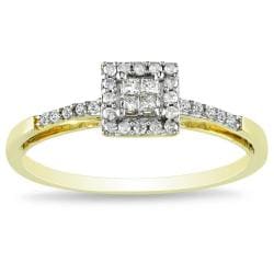 Miadora 10k Yellow Gold 1/5ct TDW Diamond Halo Ring (G-H, I2-I3)