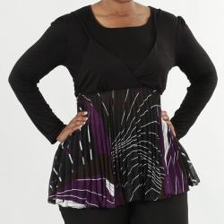 Kaelyn Max Women's Plus Size Pleated Empire Waist Tunic