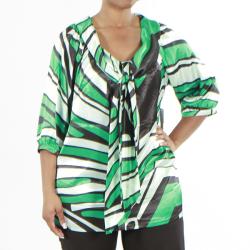 Kaelyn Max Women's Plus Size Abstract Front Tie Tunic 