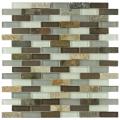 SomerTile Reflections Subway Tundra Glass/Stone Mosaic Tile (Pack of 10)
