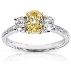 14k Gold 1 1/10ct TDW Certified Yellow and White Diamond Ring (FY, SI1)