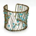 Brass Wire Sea Foam Glass Bead Cuff (India)