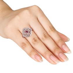 Miadora 10k White Gold 1/2ct TDW Pink and White Diamond Ring (G-H, I2)
