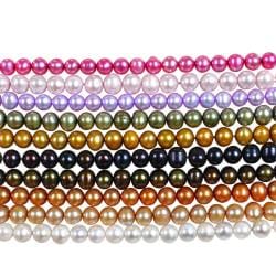 Multi-colored FW Pearl 10-piece Elastic Bracelet Set (5-6 mm)