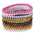 Multi-colored FW Pearl 10-piece Elastic Bracelet Set (5-6 mm)