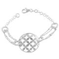 Sterling Silver Diamond-cut Beads and Rolo Harlequin Bracelet