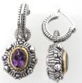 Oro Leoni Sterling Silver and Gold Amethyst Earrings