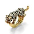 Lillith Star Goldtone Black and White Cubic Zirconia Tiger Stretch Ring