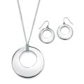 Silvertone Open-Circle Necklace and Earring Set