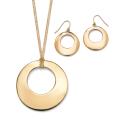Goldtone Open-Circle Necklace and Earring Set