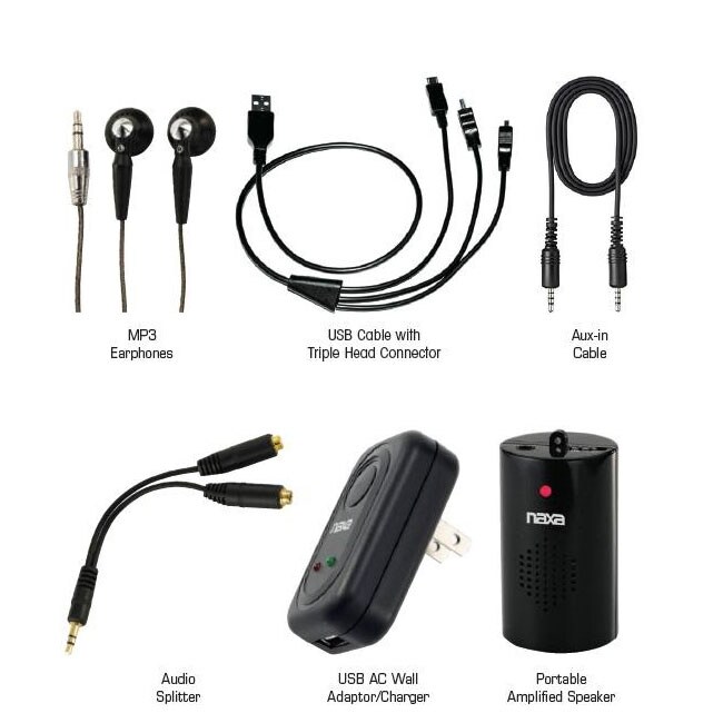 Naxa NA-3005 Black 5-in-1 Premium Accessory Kit for iPod/iPhone MP3/MP4 Players & Mobile Devices