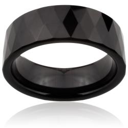 Tungsten Carbide Black Multi-facet Prism Design Ring