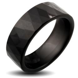 Tungsten Carbide Black Multi-facet Prism Design Ring
