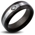 Tungsten Carbide Black Two-tone Cubic Zirconia Domed Ring
