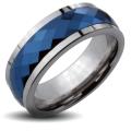 Tungsten Carbide Blue Multi-faceted Spinner Ring