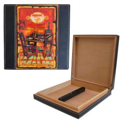 Cuban Crafters 'Salazar' Travel Cigar Humidor with Black Aluminum Perfect Cutter