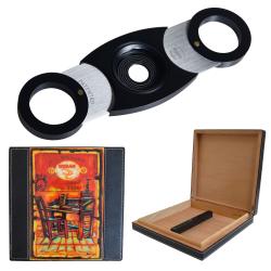 Cuban Crafters 'Salazar' Travel Cigar Humidor with Black Aluminum Perfect Cutter