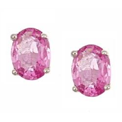Dyach 14k White Gold Ceylon Pink Sapphire Stud Earrings