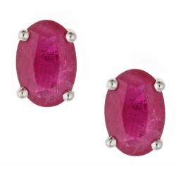 Dyach 14k White Gold Thai Ruby Stud Earrings