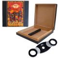 Cuban Crafters 'Salazar' Travel Cigar Humidor with Black Aluminum Perfect Cutter