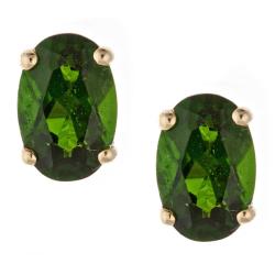 14k Yellow Gold Chrome Diopside Stud Earrings