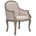 Arles Beige/ Antiqued Oak Finish Nailhead Arm Chair