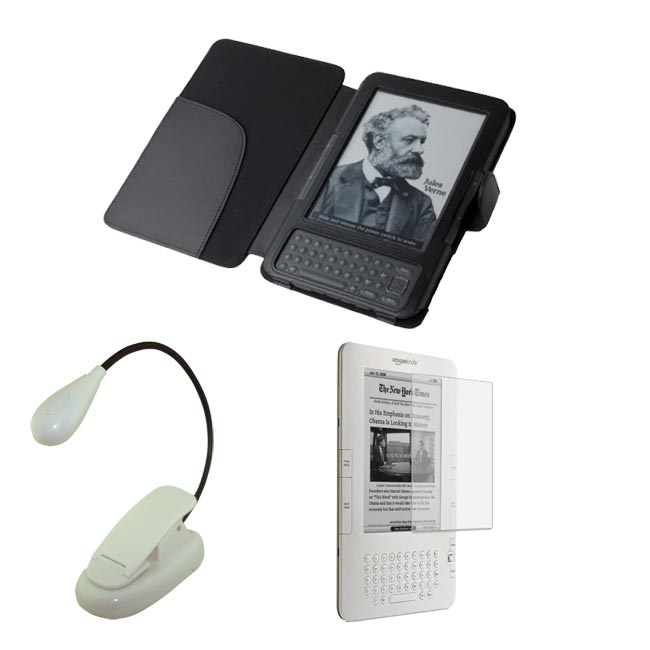 Deluxe  Kindle Leather Case/ Screen Protector/ LED Light 
