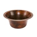 Large Round Hammered Copper Prep Sink