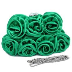 Dasein Rosette Accented Satin Evening Bag 