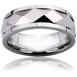 Men's Tungsten Carbide Diamond Faceted Spinner Ring (8 mm)