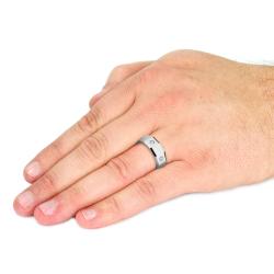 Men's Tungsten Carbide Cubic Zirconia Square Faceted Ring (8 mm)