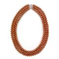 Pearlz Ocean Sterling Silver Orange Shell Pearl 3-row Necklace
