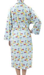 Leisureland Sleepy Kitty Cat Print Cotton Flannel Fashion Robe