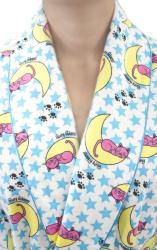 Leisureland Sleepy Kitty Cat Print Cotton Flannel Fashion Robe