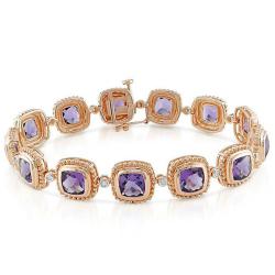 14k Pink Gold Amethyst and 1/5ct TDW Diamond Bracelet (G-H, SI1) (11ct TGW)
