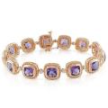 14k Pink Gold Amethyst and 1/5ct TDW Diamond Bracelet (G-H, SI1) (11ct TGW)