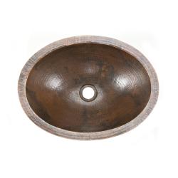 Small Oval Under Counter Hammered Copper Sink