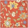 Handmade Blossom Rust Wool Rug (6' Square)
