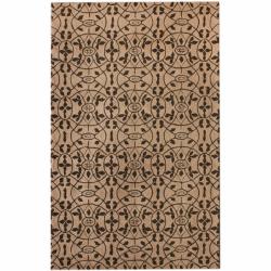 Handmade Luna Moroccan Trellis Beige Wool Rug (5' x 8')
