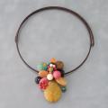 Yellow Sandstone Cluster Cotton Choker Necklace (Thailand)