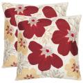 Petals 18-inch Cream/ Red Decorative Pillows (Set of 2)