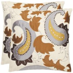 Paisley 18-inch Cream Decorative Pillows (Set of 2)