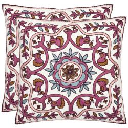 Ruddy 18-inch White/ Purple Decorative Pillows (Set of 2)