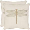 Dragonfly 18-inch Cream/ Green Decorative Pillows (Set of 2)