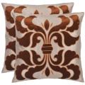 Damask 18-inch Cream/ Brown Decorative Pillows (Set of 2)